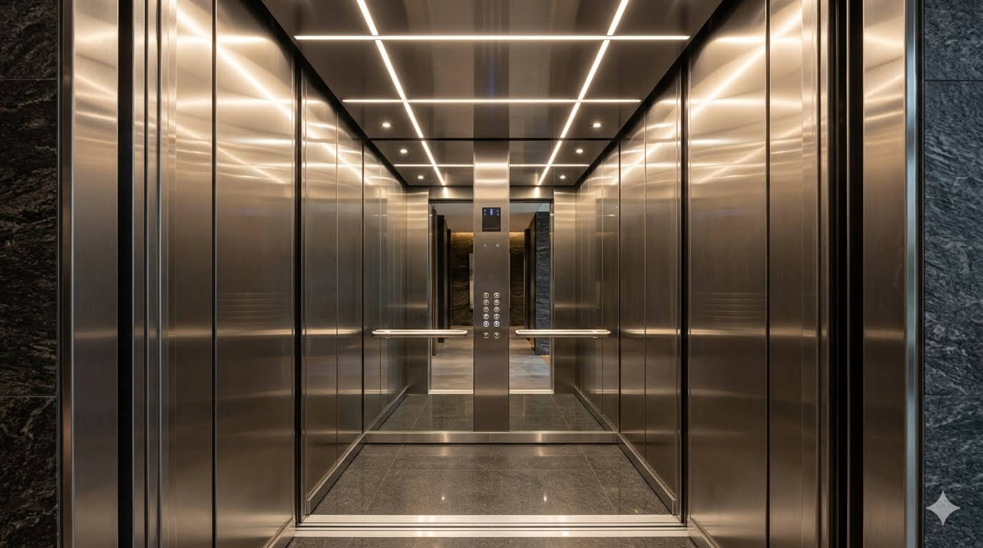 Modern commercial and residential passenger elevator cab